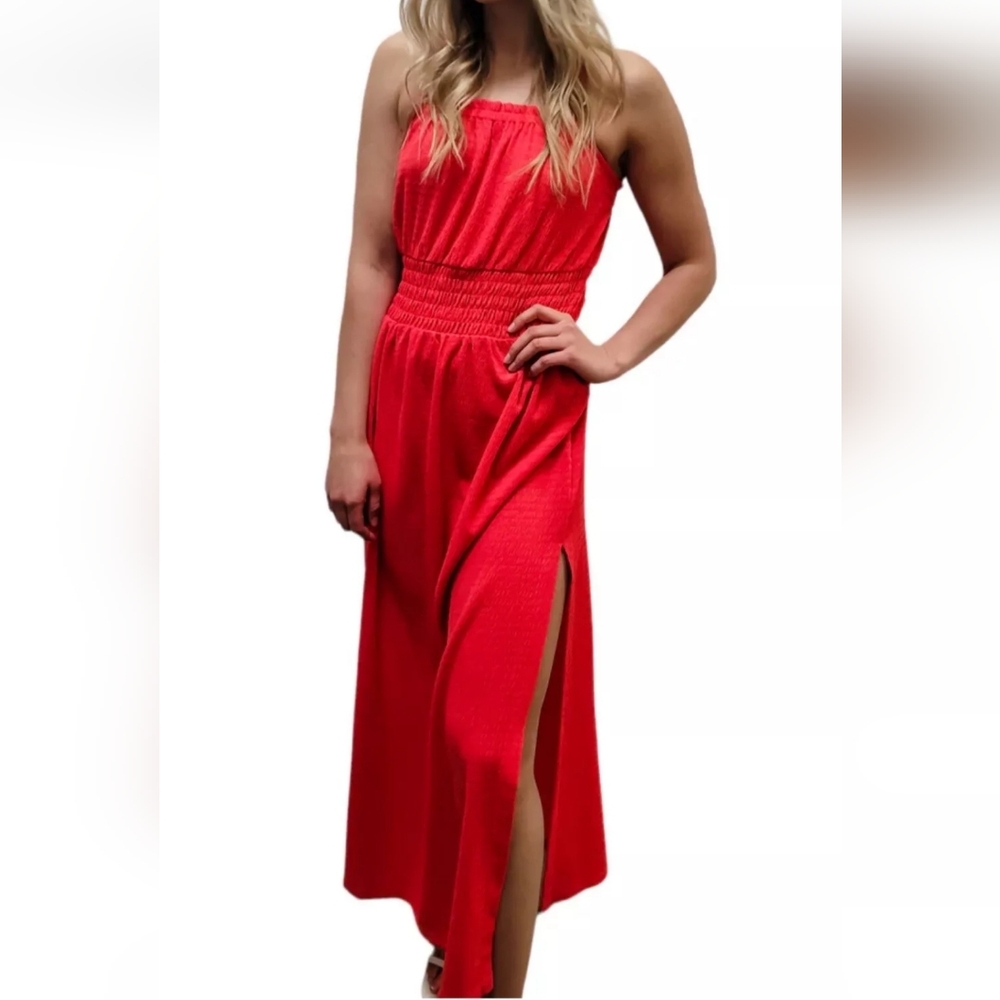 MICHAEL MICHAEL KORS Women's 3X Geranium Ring Maxi Sheath Side Split Dress New